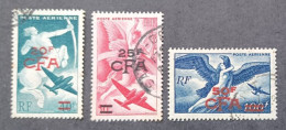 FRANCE COLONIE REUNION 1954 AIRMAIL SERIE MYTHOLOGIQUE OVERPRINT CFA CAT YVERT N. 45-46-47 - Oblitérés