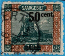 Saarland Sarre 1921 50 C Overprint On 1M25 Perforation 10½  Mark Blast Furnace Ar Burbach Cancelled1 Value 2304.2929 - Usines & Industries