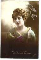 CP "heureuse  Année" Ecrite D Asnieres 31 /12/1916   Oblit PARIS 1/1/1916 10C SEMEUSE + 5c Avec Taxe - 1906-38 Säerin, Untergrund Glatt