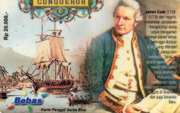 INDONESIA - PREPAID - BEBAS - FAMOUS PEOPLE - CONQUEROR - JAMES COOK - HIGHLY USED - Indonesia