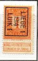 Préo Typo LIEGE 14 - Typo Precancels 1912-14 (Lion)