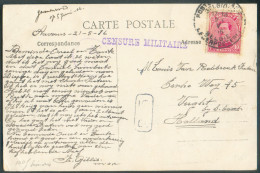 N°138 - 10c. Obl. Sc POSTES MILITAIRES BELGIQUE Sur C.P. AU DEPART Du CAMP D'AUVOURS Du 21-V-1916 Vers Vught (P-B) + Gri - Belgische Armee