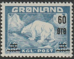 Greenland 1956 Greenland Polar Bear 60/40o Blue MNH - Nuovi