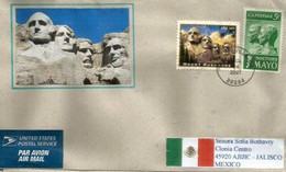 Mount Rushmore (Dakota Du Sud) Sur Lettre Adressée Mexico, Timbre Froissé. (Voir Photo) - Brieven En Documenten