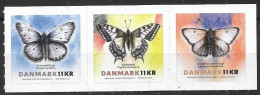 DENMARK 2021 ENDANGERED BUTTERFLY SPECIES SA TRIO MNH - Nuevos