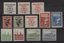 Suede - Poste Locale - Lot De 12 ** Neufs Sans Charniere - Sodertalje Vasteras Stockholms Alingsas Norrkopings - Local Post Stamps