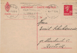 Ganzsache Oslo 1935 > Emil Schuhknecht Rostock - Interi Postali