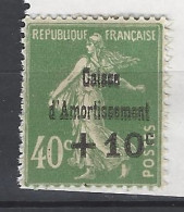 FRANCE 1929 TIMBRE 253 TYPE SEMEUSE SURCHARGEE AU PROFIT DE LA CAISSE D AMORTISSEMENT TRACE CHARNIERE - Neufs