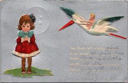 Birth Flying Stork With Baby On Back 1909 - Naissance