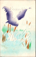 Birth Stork With Baby Found 1909 Embossed - Naissance
