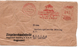 57250 - Deutsches Reich - 1945 - 12Pfg AbsFreistpl A Bf DEGGENDORF - ZIEGEL-VERKAUFSSTELLE ... -> Moeding, Buegig - Covers & Documents