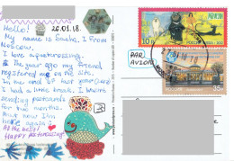 C10 :Russia - Bear, Wolf, Panther, Tarzan, Building Architecture Stamps Used On Postcard - Lettres & Documents