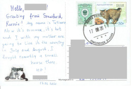 C10 :Russia -domestic Cat Stamp Used On Postcard - Lettres & Documents