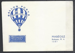 Hungary, Balloon Mail, Unused Cover, '70s. - Cartas & Documentos