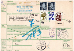 L65566 - Bund - 1975 - 2@500Pfg I&T MiF A PaketKte KASSEL -> KOELN -> Belgien - Covers & Documents