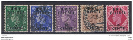 ERITREA - OCCUPAZ. BRITANNICA :  1948/49  SOPRASTAMPATI  B.M.A.  -  5 VAL. US. -  SASS. 1//8 - Eritrea