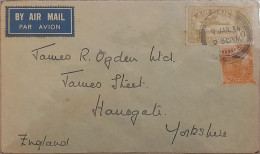 British India 1934 BOMBAY, INDIA Airmail Cover To ENGLAND, KG V 8 1/2a Stamps Nice Cancellations On Front & Back - Poste Aérienne