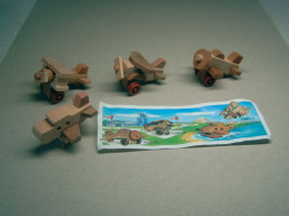 1999 Ferrero - Kinder Surprise - K99 68, 69, 70 & 71 - Wooden Airplanes - Complete Set + BPZ - Monoblocs