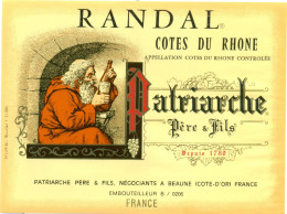 (M12) Etiquette - Etiket Côtes Du Rhône - Randal - Patriarche - Côtes Du Rhône