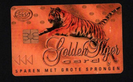 Netherlands Esso Golden Tiger Card Chip Phone Card  Scratch   Fuel Stations - [7] Collections