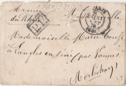 LETTRE EN PORT PAYE DE L'ARMEE DU RHIN - Guerre De 1870