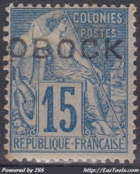OBOCK : ALPHEE DUBOIS 15c BLEU N° 15 NEUF * GOMME AVEC CHARNIERE - Unused Stamps