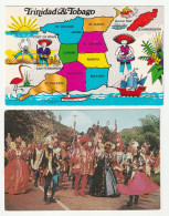 TRINIDAD - 2 Chrome Pc 1950/60s - Map & Carnival Masqueraders - Trinidad