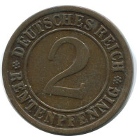 2 RENTENPFENNIG 1924 J DEUTSCHLAND Münze GERMANY #AE286.D - 2 Renten- & 2 Reichspfennig