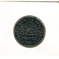 2 FRANCS 1981 FRANCE Coin Semeuse French Coin #AK639 - 2 Francs