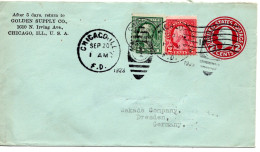 65614 - USA - 1923 - 2¢ GAUmschlag M ZusFrankatur CHICAGO, ILL -> Deutschland - Covers & Documents