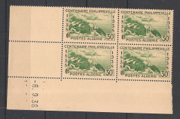 ALGERIE - 1938 - N°Yv. 142 - Philippeville 30c Vert - Bloc De 4 Coin Daté - Neuf Luxe ** / MNH / Postfrisch - Neufs