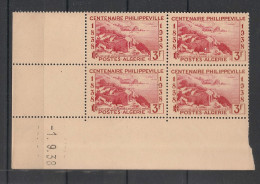 ALGERIE - 1938 - N°Yv. 145 - Philippeville 3f Rouge - Bloc De 4 Coin Daté - Neuf Luxe ** / MNH / Postfrisch - Neufs