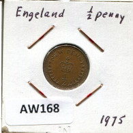 HALF PENNY 1975 UK GBAN BRETAÑA GREAT BRITAIN Moneda #AW168.E - 1/2 Penny & 1/2 New Penny