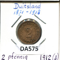 2 PFENNIG 1912 J ALLEMAGNE Pièce GERMANY #DA575.2.F - 2 Pfennig