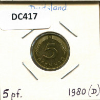 5 PFENNIG 1980 D BRD ALLEMAGNE Pièce GERMANY #DC417.F - 5 Pfennig