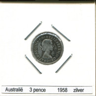3 PENCE 1958 AUSTRALIE AUSTRALIA ARGENT Pièce #AS251.F - Threepence