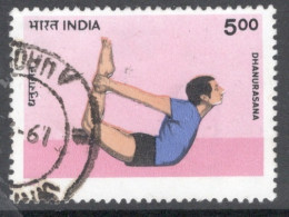 India 1991 Single Stamp Celebrating Yoga In Fine Used. - Usados