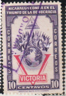 NICARAGUA 1943 VICTORY VICTORIA DECLARATION OF WAR AGAINST THE AXIS 10c USED USATO OBLITERE' - Nicaragua