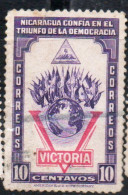 NICARAGUA 1943 VICTORY VICTORIA DECLARATION OF WAR AGAINST THE AXIS 10c USED USATO OBLITERE' - Nicaragua