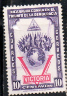 NICARAGUA 1943 VICTORY VICTORIA DECLARATION OF WAR AGAINST THE AXIS 10c USED USATO OBLITERE' - Nicaragua