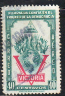 NICARAGUA 1943 VICTORY VICTORIA DECLARATION OF WAR AGAINST THE AXIS 40c USED USATO OBLITERE' - Nicaragua