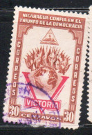 NICARAGUA 1943 VICTORY VICTORIA DECLARATION OF WAR AGAINST THE AXIS 30c USED USATO OBLITERE' - Nicaragua