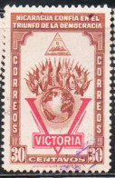 NICARAGUA 1943 VICTORY VICTORIA DECLARATION OF WAR AGAINST THE AXIS 30c USED USATO OBLITERE' - Nicaragua