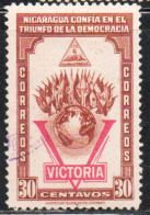 NICARAGUA 1943 VICTORY VICTORIA DECLARATION OF WAR AGAINST THE AXIS 30c USED USATO OBLITERE' - Nicaragua