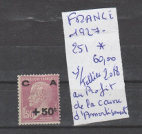 TIMBRE DE FRANÇE NEUF* 1927 Nr 251* COTE 60.00  € - Unused Stamps