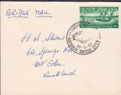 New Zealand Sonderstempel 'Harbour Bridge Open' AUCKLAND 1959 'Petite' Cover Brief NORTHCOTE (Arr.) (2 Scans) - Brieven En Documenten