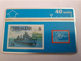 GIBRALTAR  LANDYS & GYR  40 UNITS / USS GLEAVES    / 694B  /  ,STAMP ON CARD /  USED  CARD   **13283 ** - Gibilterra