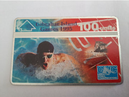 GIBRALTAR  LANDYS & GYR  100 UNITS / SPORT/SWIMMING    / 505L  /  ISLAND GAMES  /  USED ? CARD   **13285 ** - Gibilterra