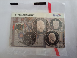 NORWAY NOORWEGEN TELENOR 5 TELLERSKRITT / COINS ON CARD/OSLO CARDSHOW/  N-20  /3000 EX   MINT IN WRAPPER **13291 ** - Norvège