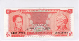 VENEZUELA 5 Bolivares VF 21.09.1989 G45215759 - Venezuela